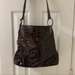BRIGHTON Cher Rich Brown Shoulder Bag Zips Closed